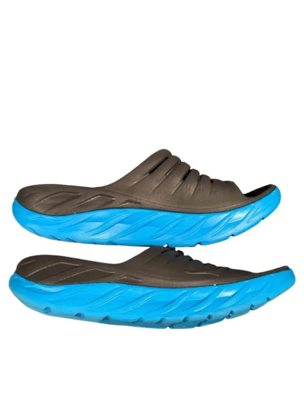 HOKA ONE ONE Ora Recovery Slides Men’s 9 Women’s 11 Black Blue Comfort Sandals